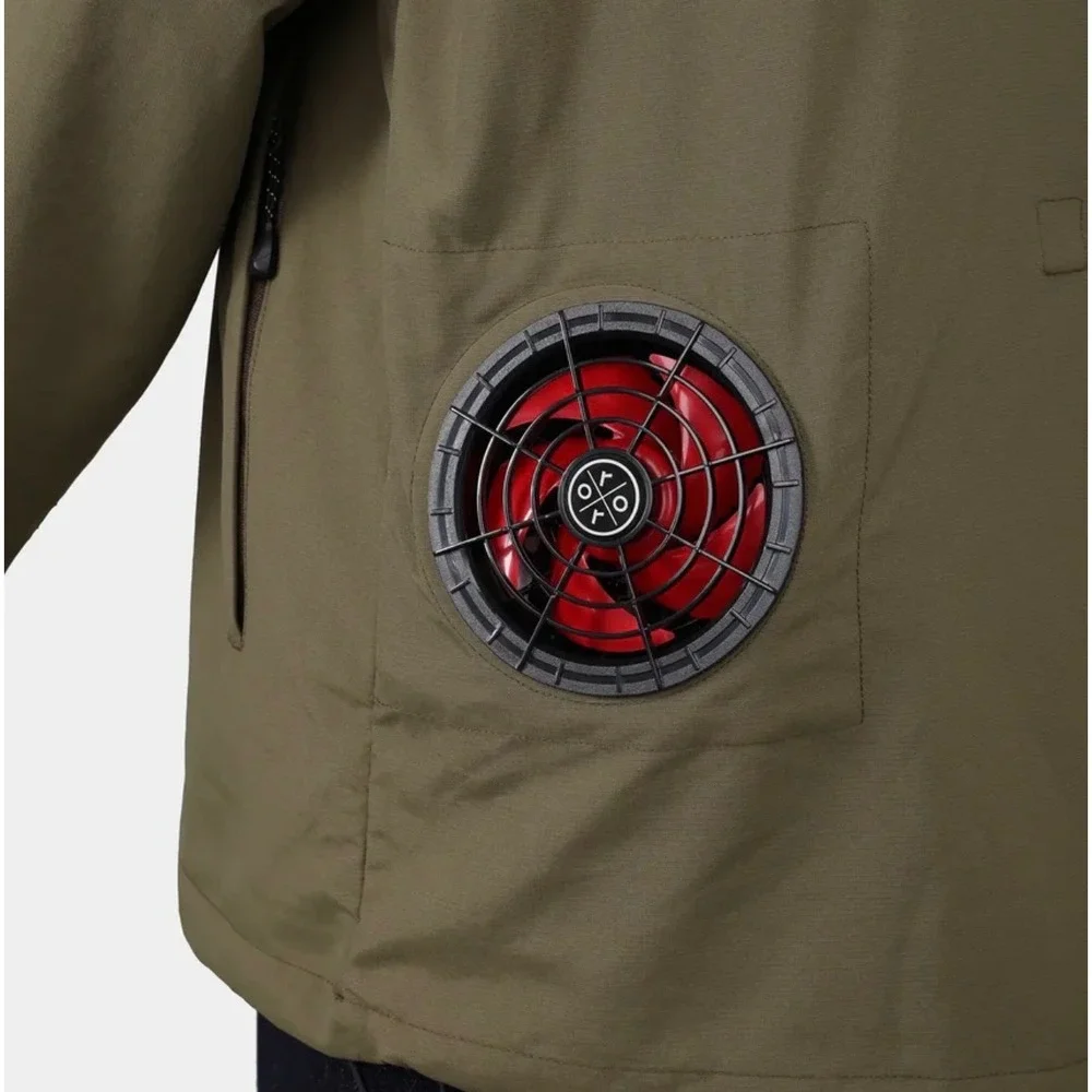 Ororo Zenflow Power Cooling Jacket  Zip Off Sleeves Olive Green Men's Large - Picture 6 of 13